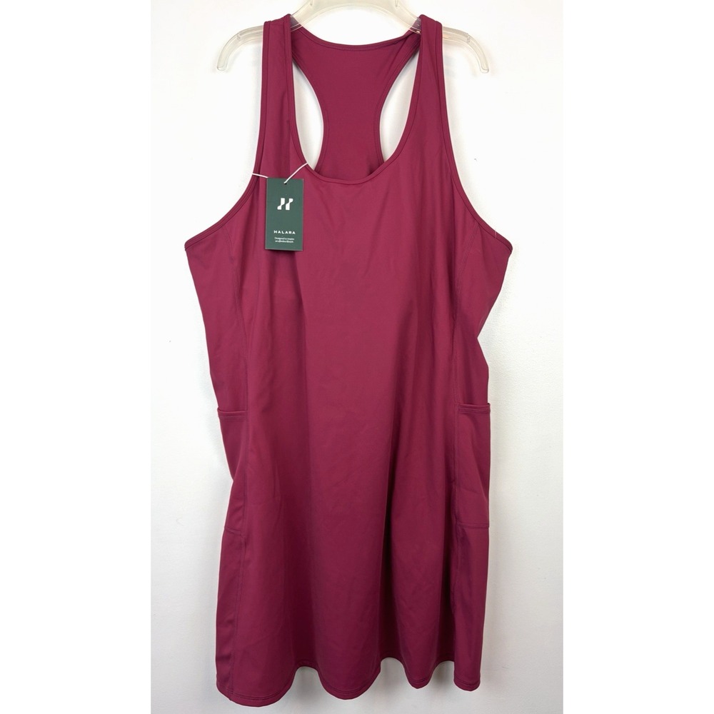 Halara Backless Racerback Flare Athletic Dress 3X Active Red Violet No Short New